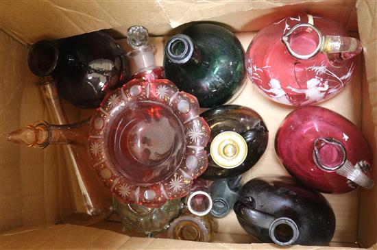 A group of assorted glass liqueur jugs, etc.